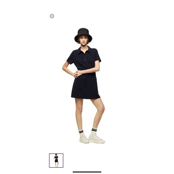 Zara Dresses & Skirts - Zara Navy Blue Knit Shortsleeve A Line Collared Mini Dress XS Preppy Classic